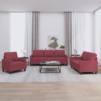 3Dílná Sedací Souprava Vínová Textil