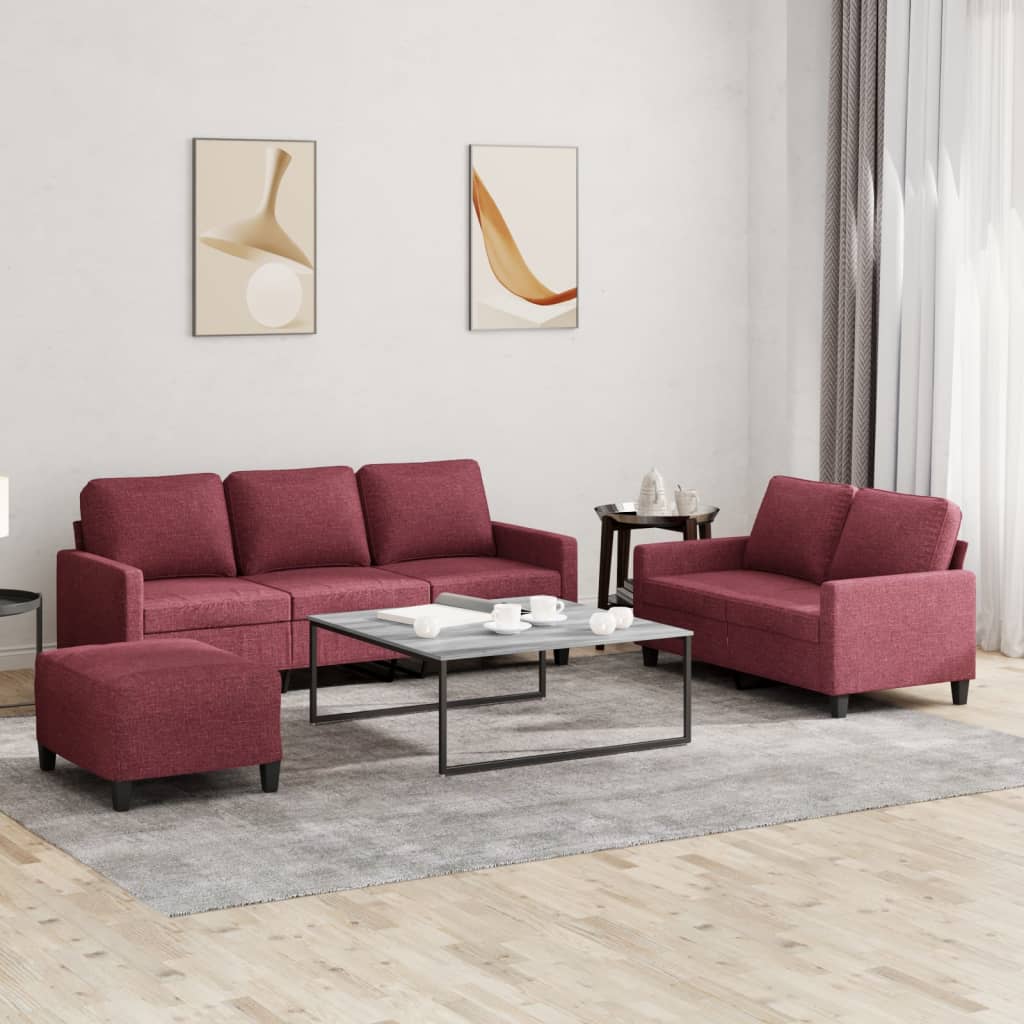 3Dílná Sedací Souprava S Poduškami Textil
