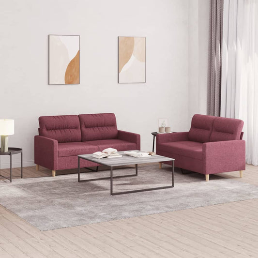 2Dílná Sedací Souprava S Poduškami Vínová Textil