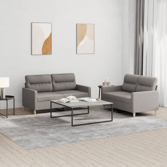2Dílná Sedací Souprava S Poduškami Taupe Textil