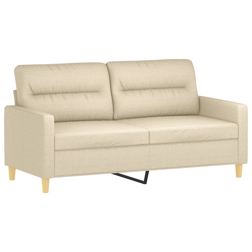 3Dílná Sedací Souprava S Poduškami Krémová Textil