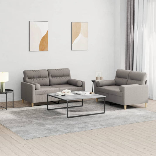 2Dílná Sedací Souprava S Polštáři Taupe Textil