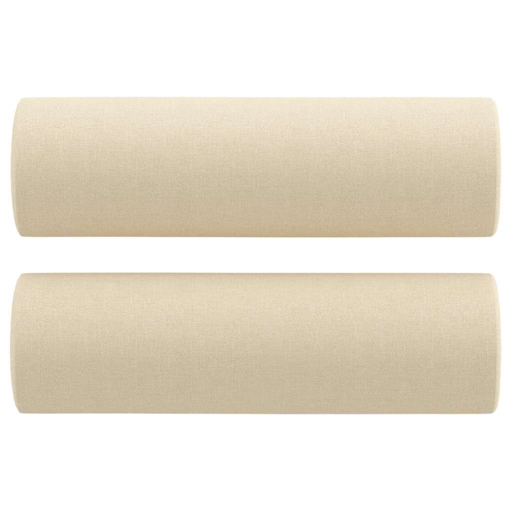 3Dílná Sedací Souprava S Polštáři Krémová Textil