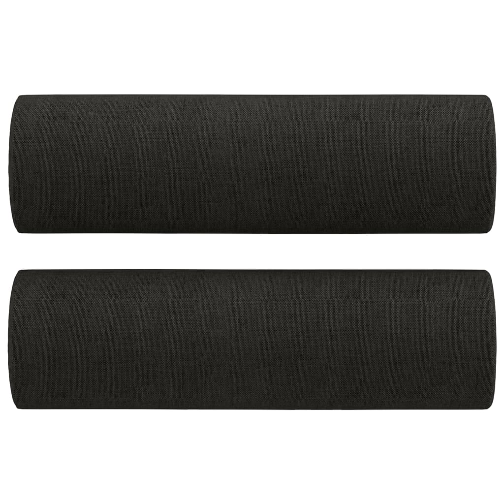 3Dílná Sedací Souprava S Polštáři Černá Textil