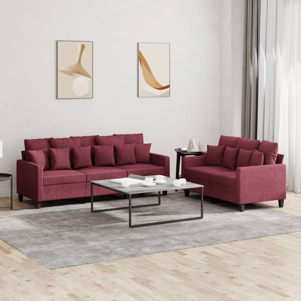 2Dílná Sedací Souprava Vínová Textil