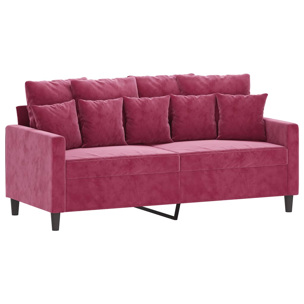 3Dílná Sedací Souprava S Poduškami Vínová Samet