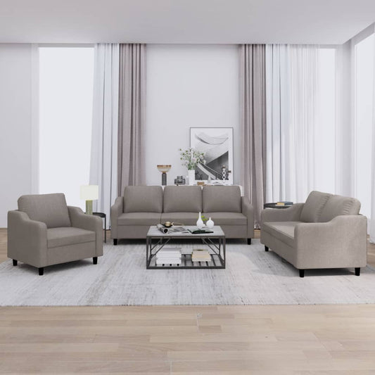 3Dílná Sedací Souprava S Poduškami Taupe Textil