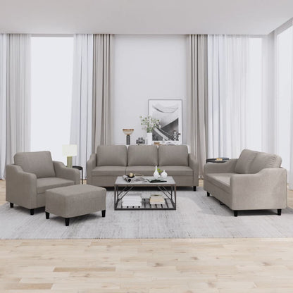 4Dílná Sedací Souprava S Poduškami Taupe Textil