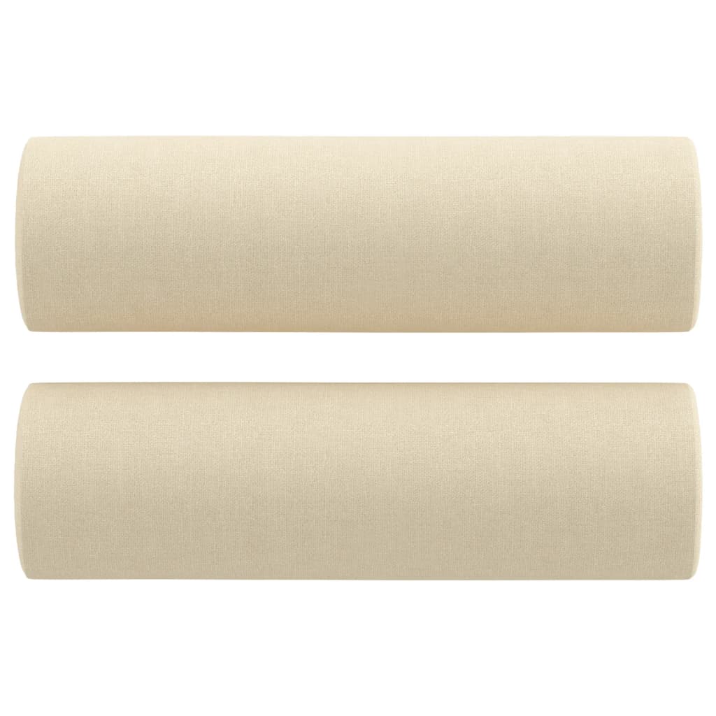 3Dílná Sedací Souprava S Polštáři Krémová Textil