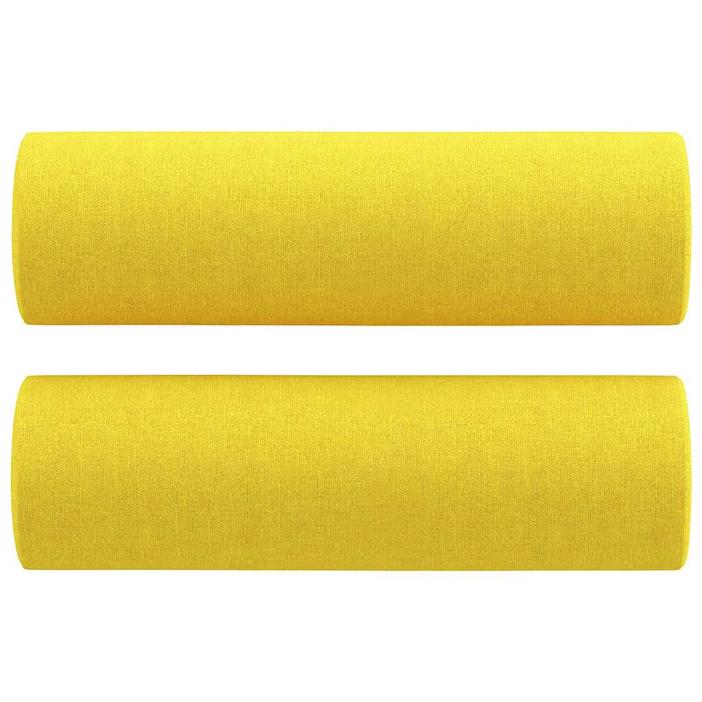 3Dílná Sedací Souprava S Polštáři Světle Žlutá Textil
