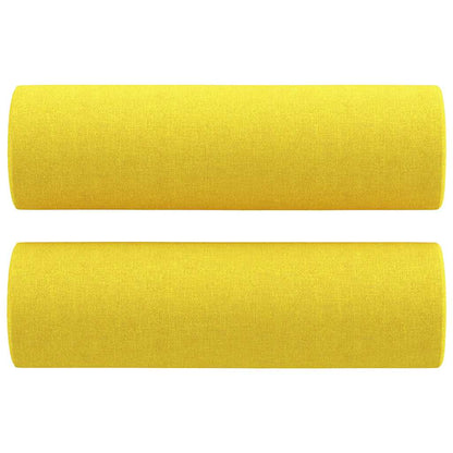 3Dílná Sedací Souprava S Polštáři Světle Žlutá Textil