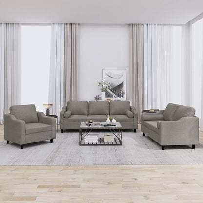 3Dílná Sedací Souprava S Polštáři Taupe Textil