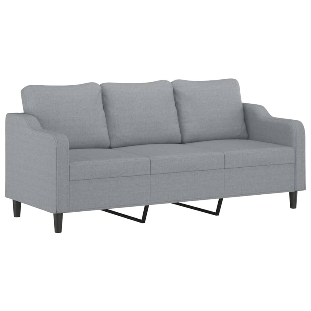 4Dílná Sedací Souprava S Polštáři Světle Šedá Textil