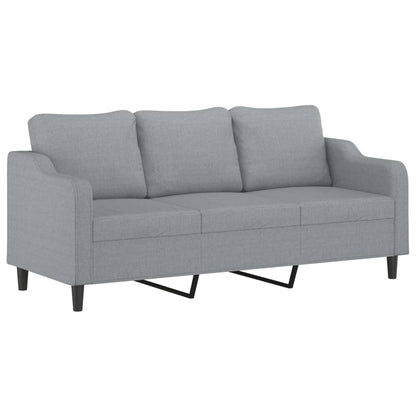 4Dílná Sedací Souprava S Polštáři Světle Šedá Textil