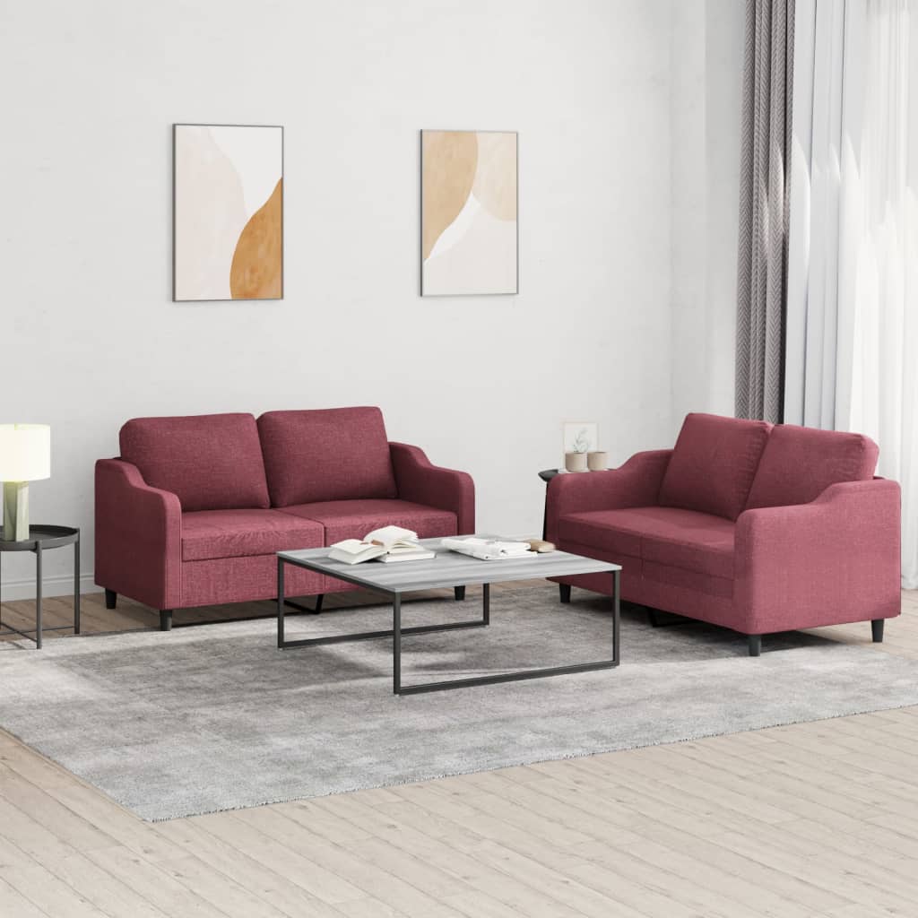 3Dílná Sedací Souprava S Polštáři Vínová Textil