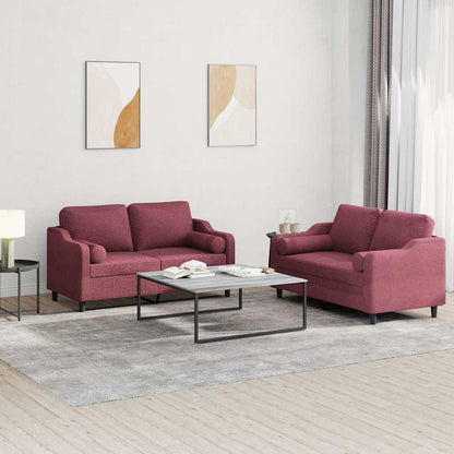 3Dílná Sedací Souprava S Polštáři Vínová Textil