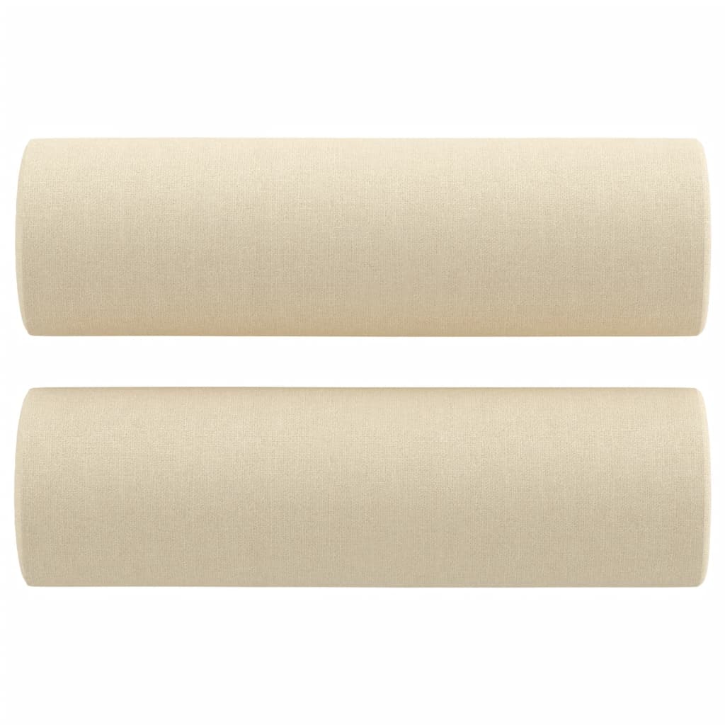 3Dílná Sedací Souprava S Polštáři Krémová Textil