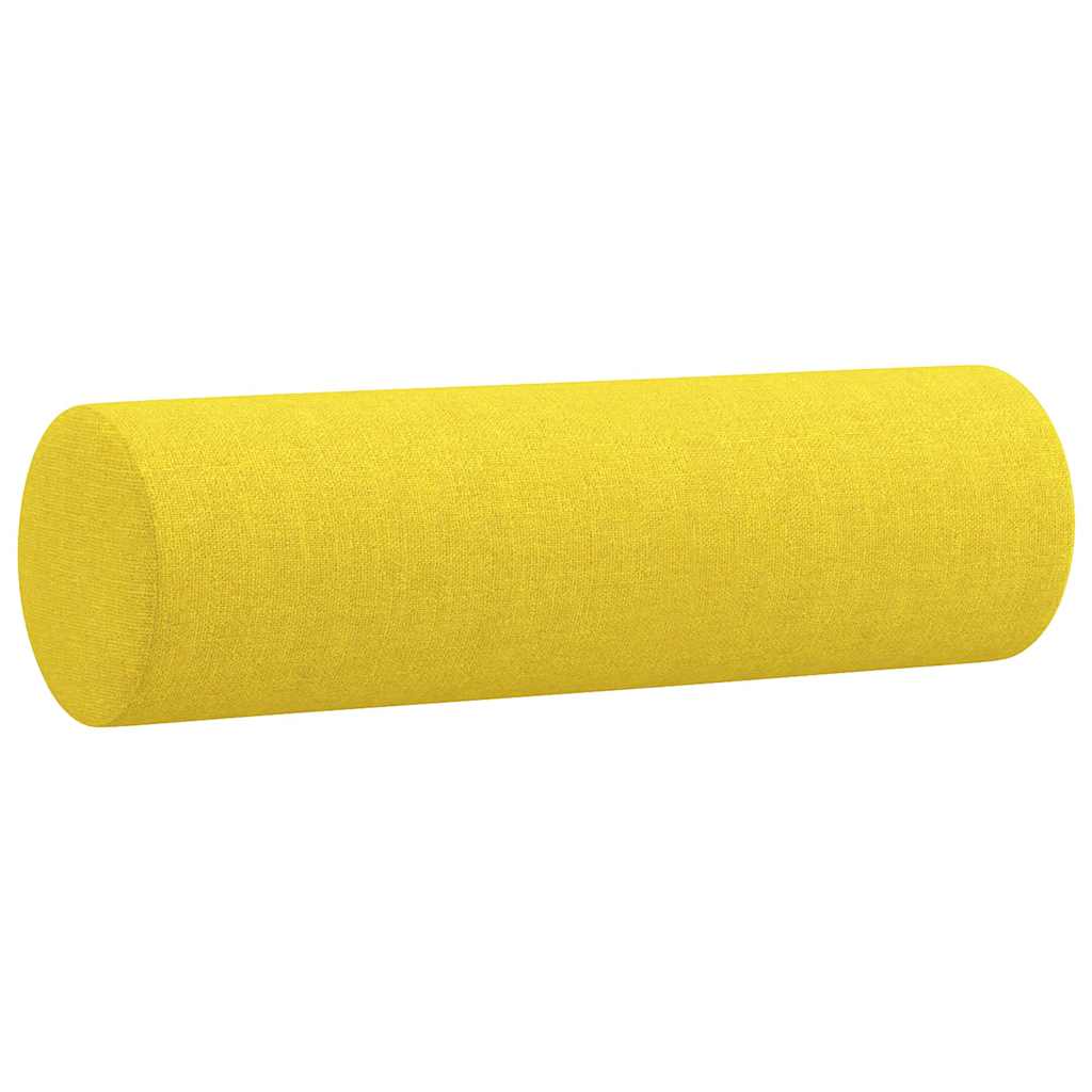 3Dílná Sedací Souprava S Polštáři Světle Žlutá Textil