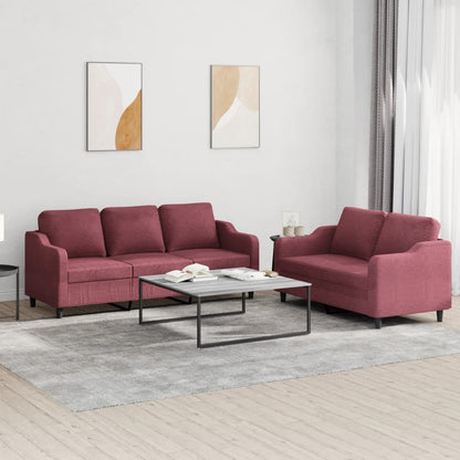 3Dílná Sedací Souprava S Polštáři Vínová Textil
