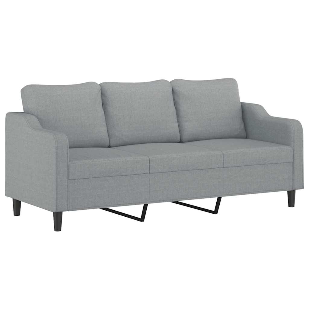 3Dílná Sedací Souprava S Polštáři Světle Šedá Textil