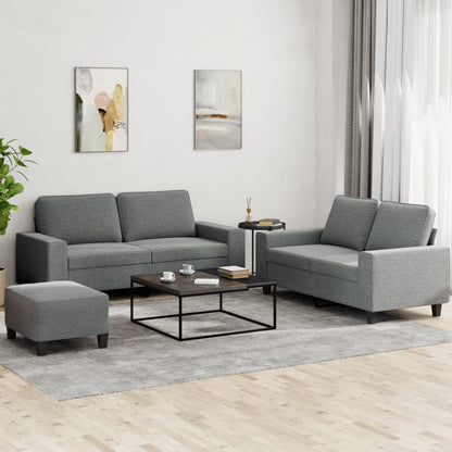 3Dílná Sedací Souprava Tmavě Šedá Textil