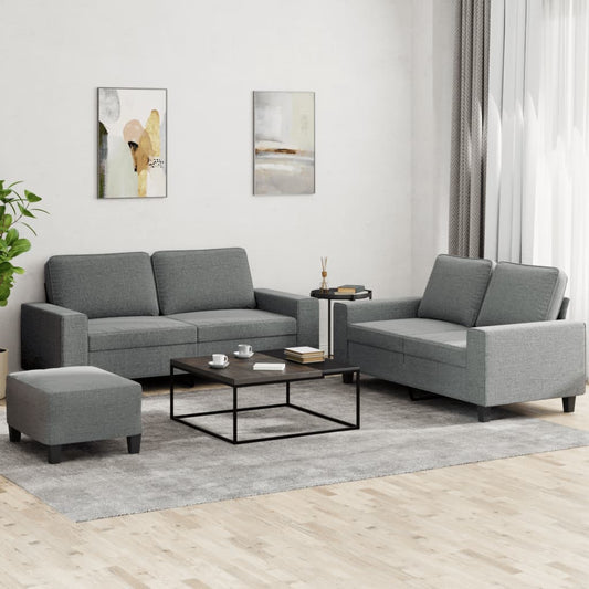 3Dílná Sedací Souprava Tmavě Šedá Textil