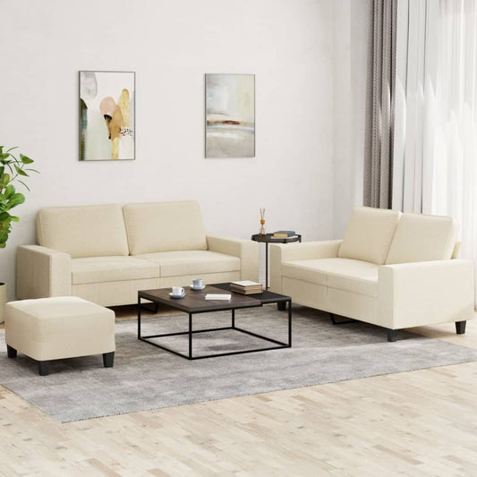 3Dílná Sedací Souprava Krémová Textil