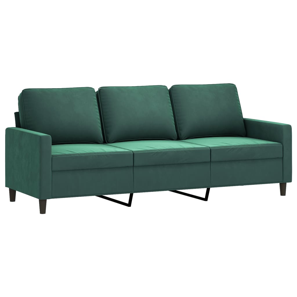 4Dílná Sedací Souprava Tmavě Zelená Samet