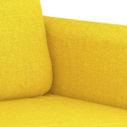 2Dílná Sedací Souprava S Poduškami Světle Žlutá Textil
