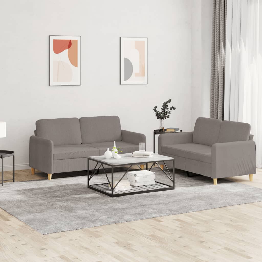 2Dílná Sedací Souprava S Poduškami Taupe Textil