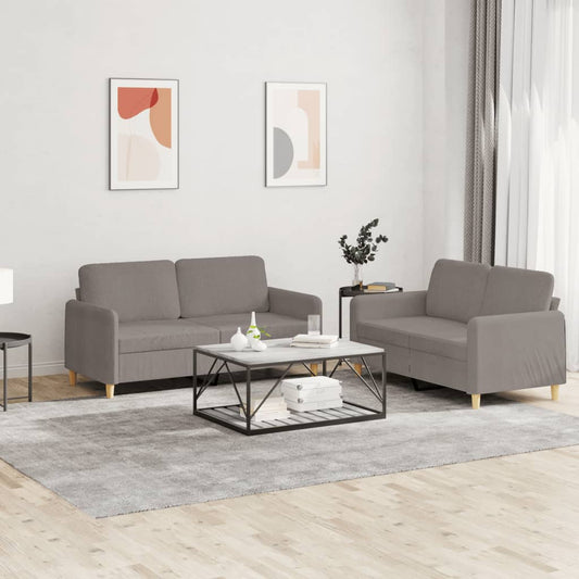 2Dílná Sedací Souprava S Poduškami Taupe Textil