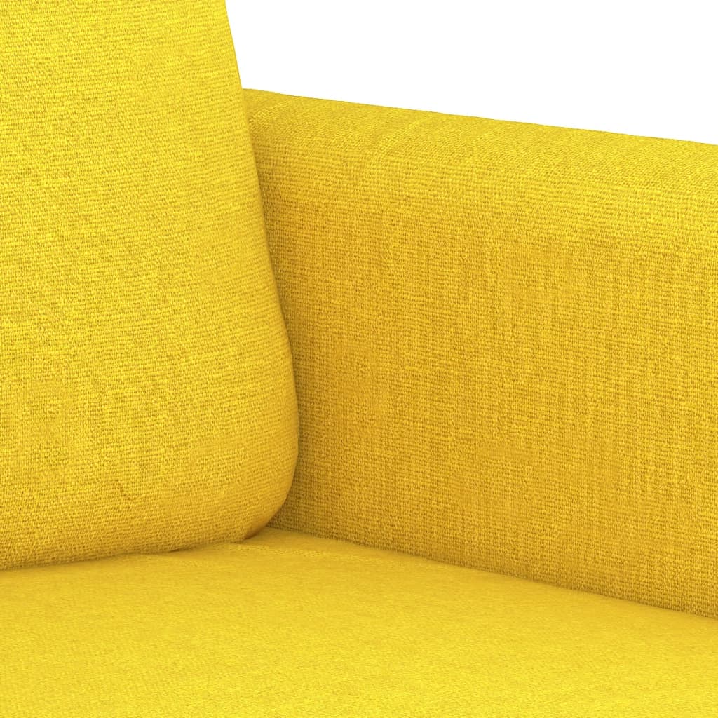 3Dílná Sedací Souprava S Poduškami Světle Žlutá Textil