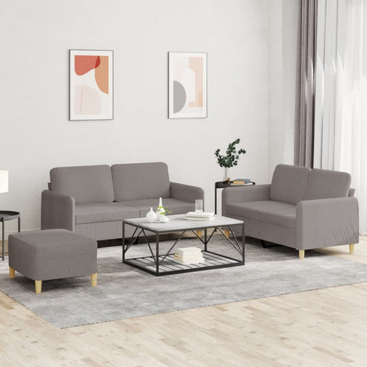 3Dílná Sedací Souprava S Poduškami Taupe Textil