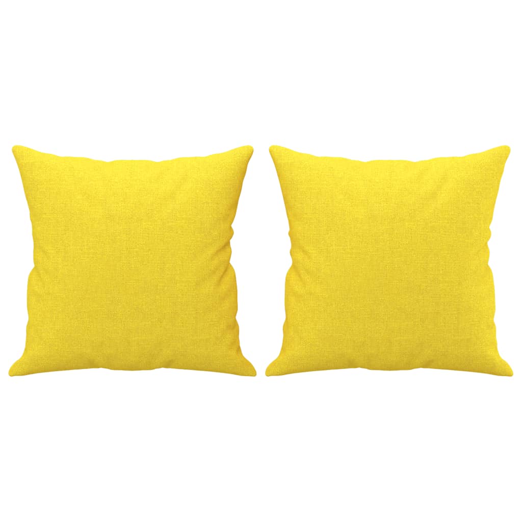 2Dílná Sedací Souprava S Polštáři Světle Žlutá Textil