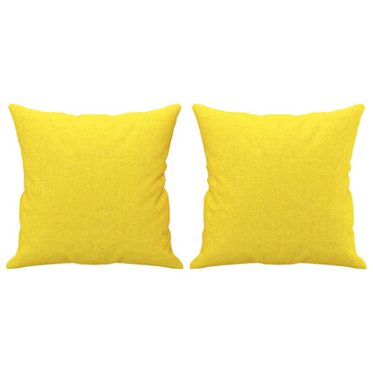 2Dílná Sedací Souprava S Polštáři Světle Žlutá Textil