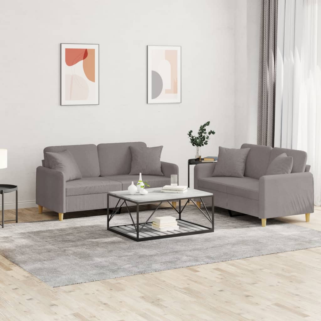 2Dílná Sedací Souprava S Polštáři Taupe Textil