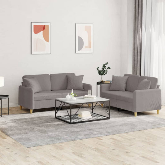 2Dílná Sedací Souprava S Polštáři Taupe Textil