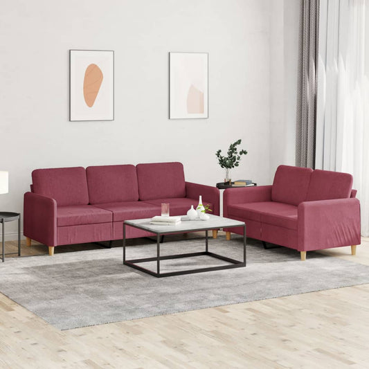 2Dílná Sedací Souprava S Poduškami Vínová Textil
