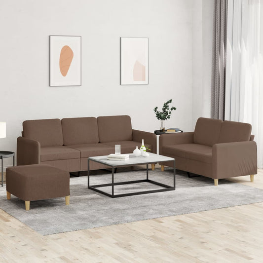 3Dílná Sedací Souprava S Poduškami Hnědá Textil