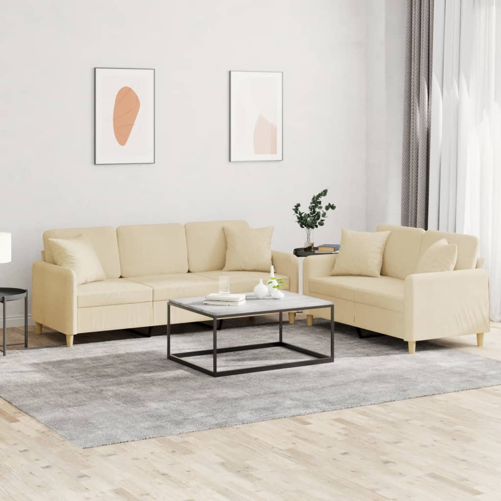 2Dílná Sedací Souprava S Poduškami Textil