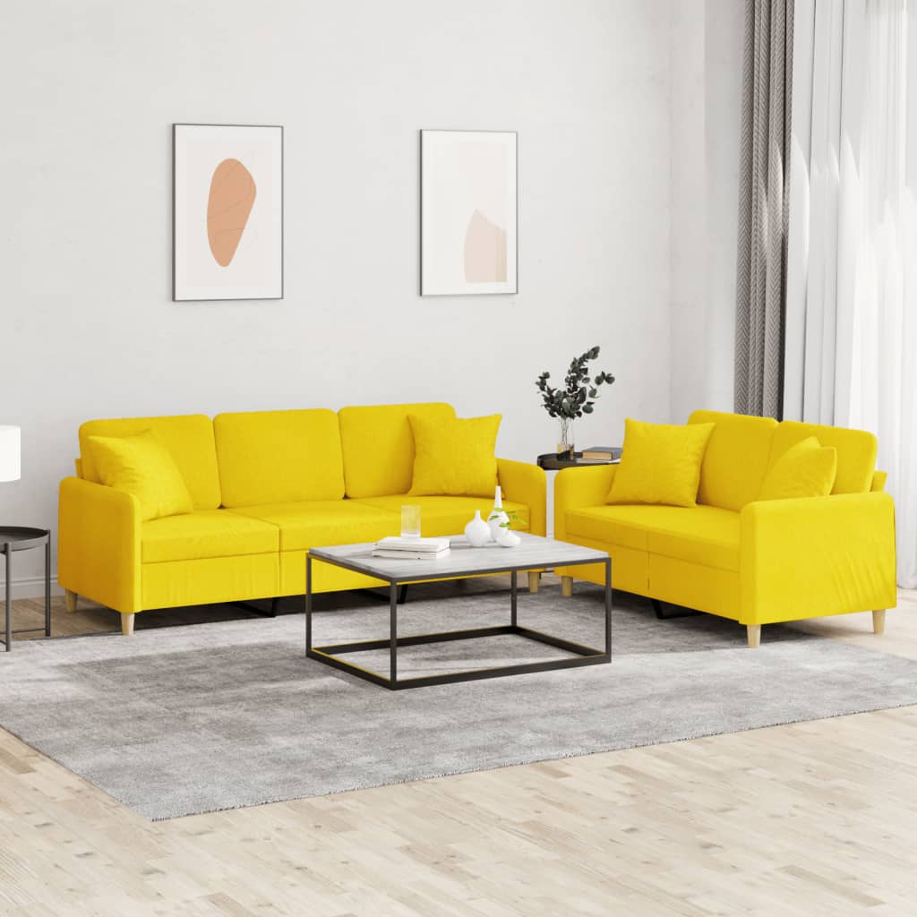 2Dílná Sedací Souprava S Poduškami Textil