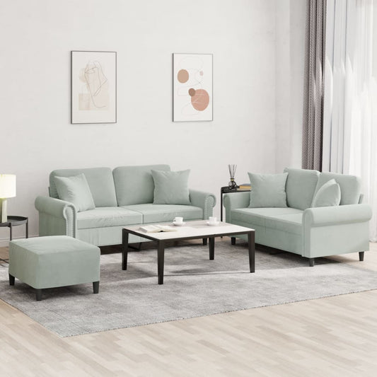 3Dílná Sedací Souprava S Polštáři Samet