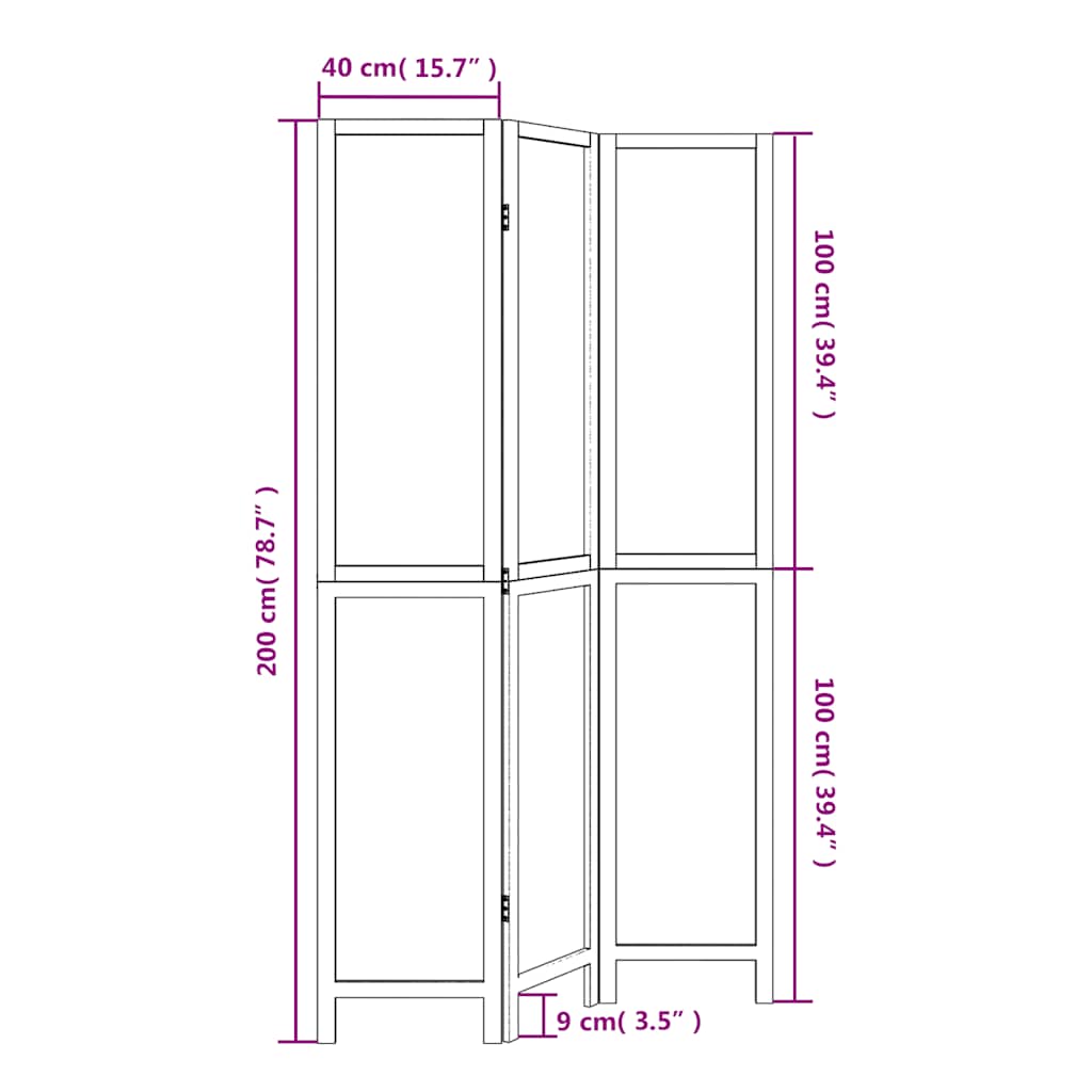 Paraván 3Dílný Bílý Masivní Dřevo Pavlovnie