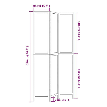 Paraván 3Dílný Bílý Masivní Dřevo Pavlovnie