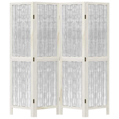 Paraván 4Dílný Bílý Masivní Dřevo Pavlovnie