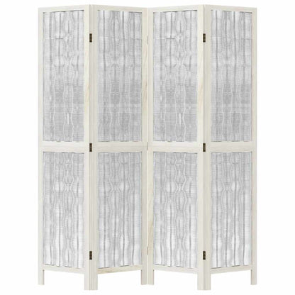 Paraván 4Dílný Bílý Masivní Dřevo Pavlovnie