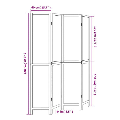Paraván 4Dílný Bílý Masivní Dřevo Pavlovnie