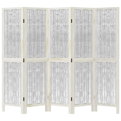 Paraván 5Dílný Bílý Masivní Dřevo Pavlovnie
