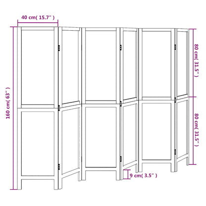 Paraván 6Dílný Bílý Masivní Dřevo Pavlovnie