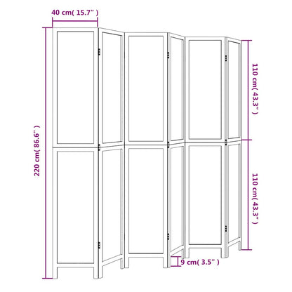 Paraván 6Dílný Bílý Masivní Dřevo Pavlovnie